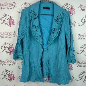 City girl Nancy bolen blazer crochet detail Blue Women's Jacket with Lace Trim